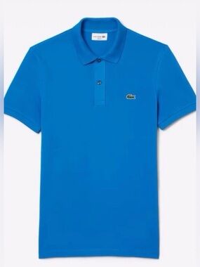 Authentic Lacoste Men's Blue Polo with Green Crocodile Logo- Blue-k1q